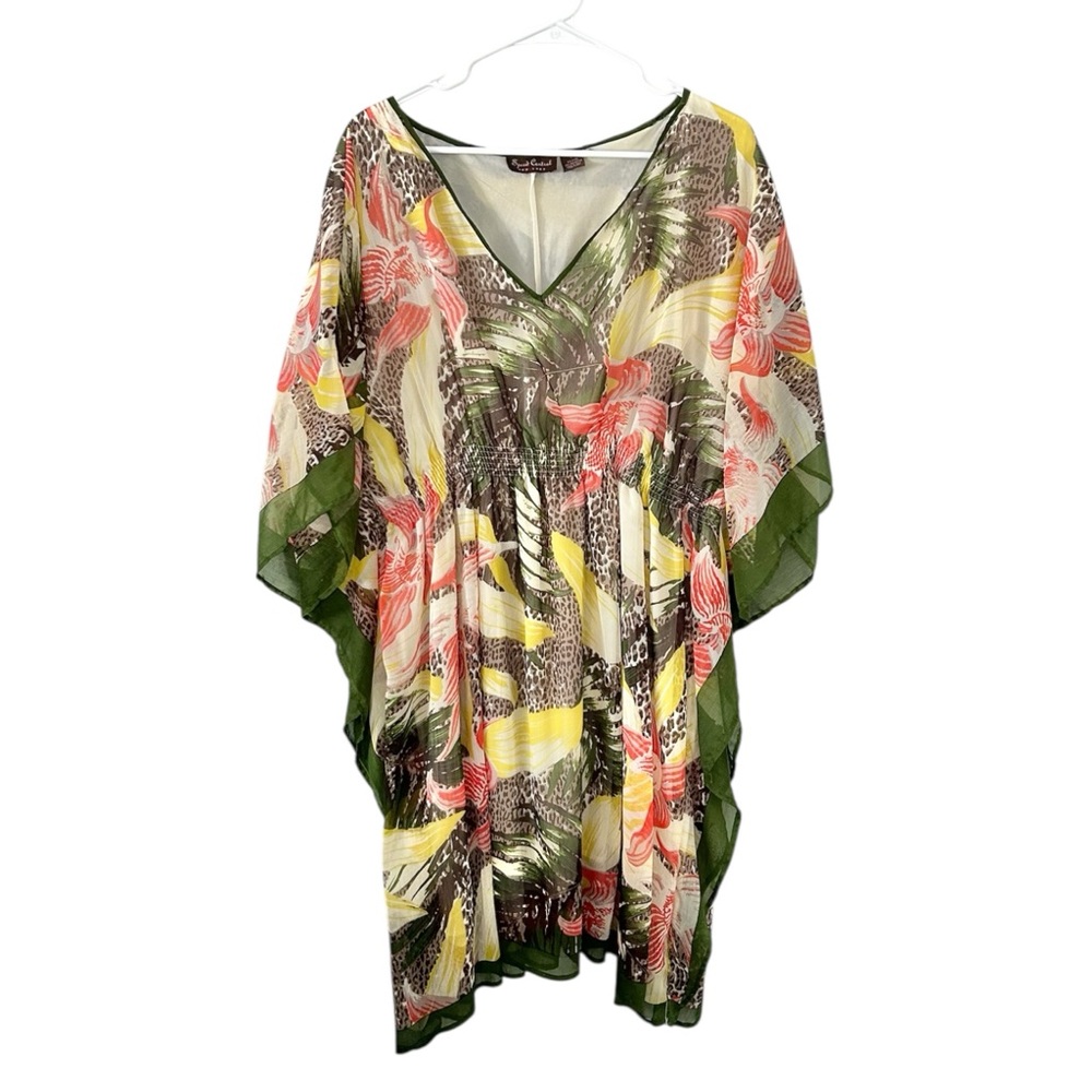 Speed Control Multicolor Tropical‎ Swim Cover-Up